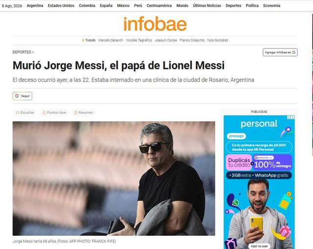 Ông Jorge Messi - Cha của Lionel Messi qua đời ở tuổi 68 - Ảnh 1.