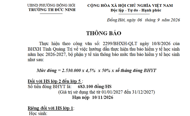 Cần sự thống nhất thời gian thu BHYT đối với học sinh tại Quảng Trị- Ảnh 1.