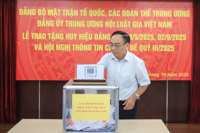 Hội Luật gia Việt Nam ủng hộ đồng bào vùng bão lũ, trao tặng huy hiệu Đảng cho đảng viên ưu tú - Ảnh 7.