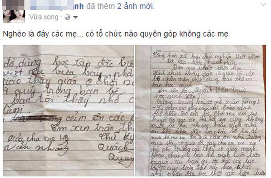 Xót xa lá thư của HS lớp 7 xin nghỉ học vì bố mẹ bệnh tật, nhà nghèo