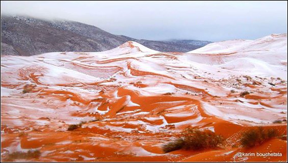 Ảnh: Tuyết phủ trắng sa mạc Sahara lần đầu tiên trong 37 năm