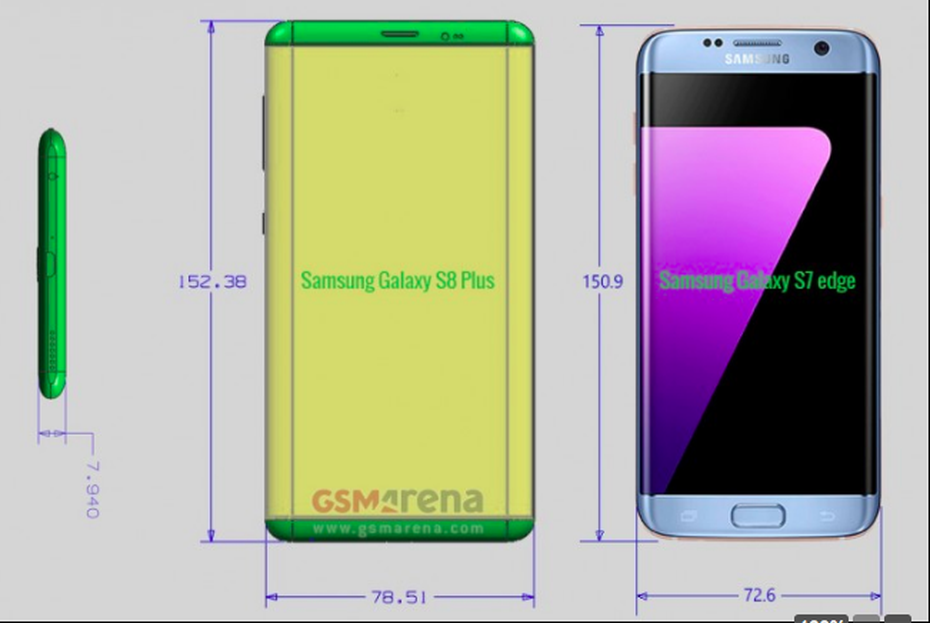 Rò rỉ thông số kích thước Galaxy S8 và S8 Plus