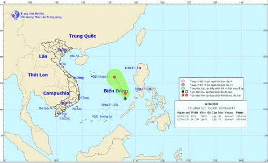 Áp thấp nhiệt đới mạnh cấp 6 xuất hiện trên biển Đông