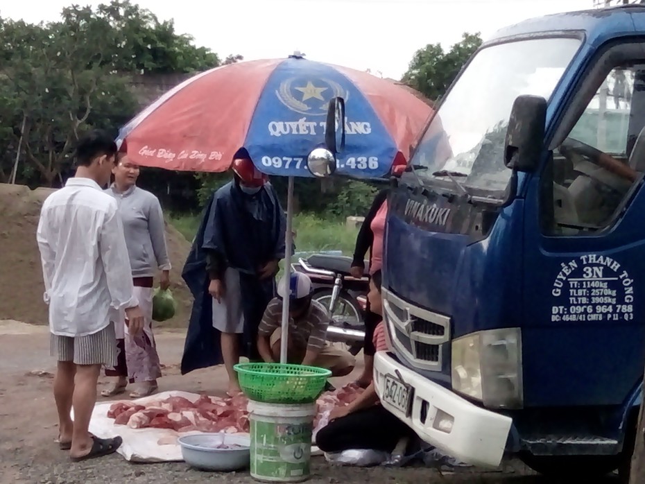 TP.HCM: Dễ rước bệnh với 'thịt heo nhà' bày bán ở bãi đất trống