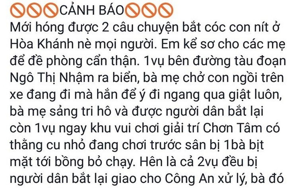 Làm rõ tin đồn bắt cóc trẻ em gây xôn xao dư luận ở Đà Nẵng