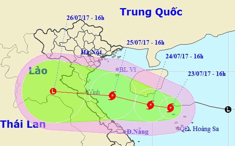 Dự báo thời tiết ngày 24/7: Đường đi của bão số 4 khi áp sát bờ