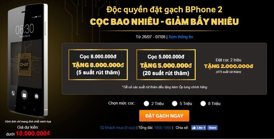 Bphone 2 sẽ có giá từ 2 triệu đồng?