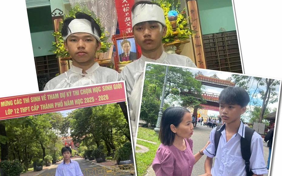 Xúc động chuyện 2 anh em ở Huế đội tang cha đi thi học sinh giỏi