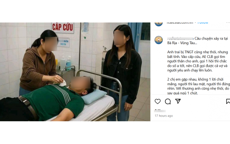 Xác minh thông tin "anh trai bị tai nạn, bồ và vợ cùng tới chăm sóc"
