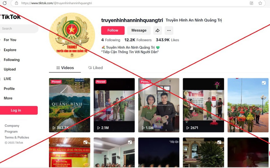 Cảnh báo về trang Tiktok "Truyền hình An ninh Quảng Trị"