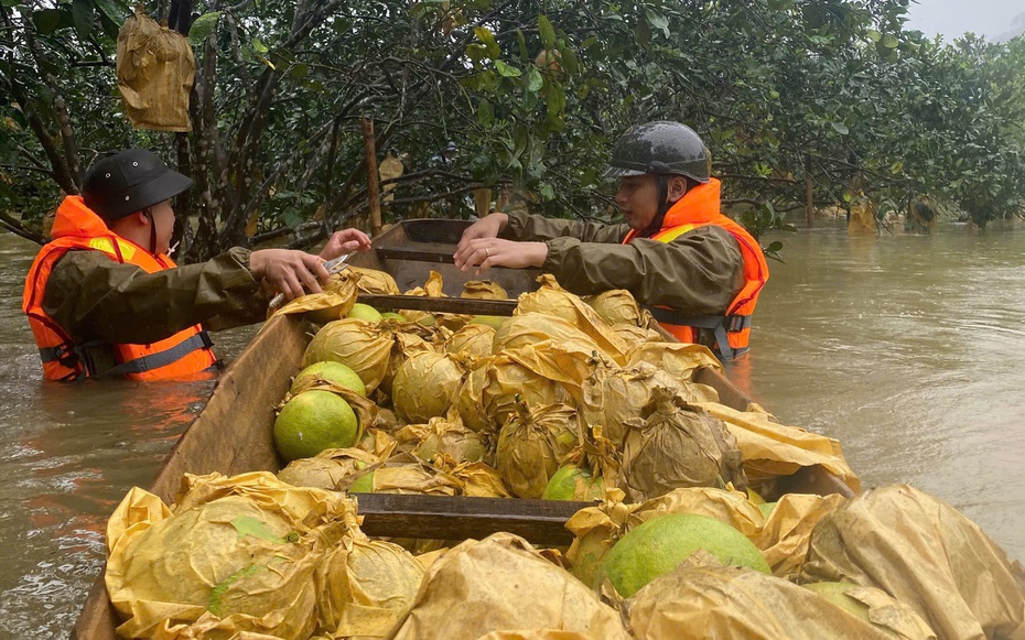 Chiến sĩ công an ngâm mình trong nước lũ “giải cứu” đặc sản Hà Tĩnh