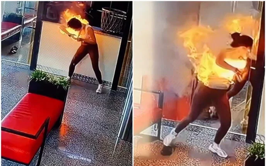 Đang dùng điện thoại, cô gái "sốc" vì lửa bao trùm mặt