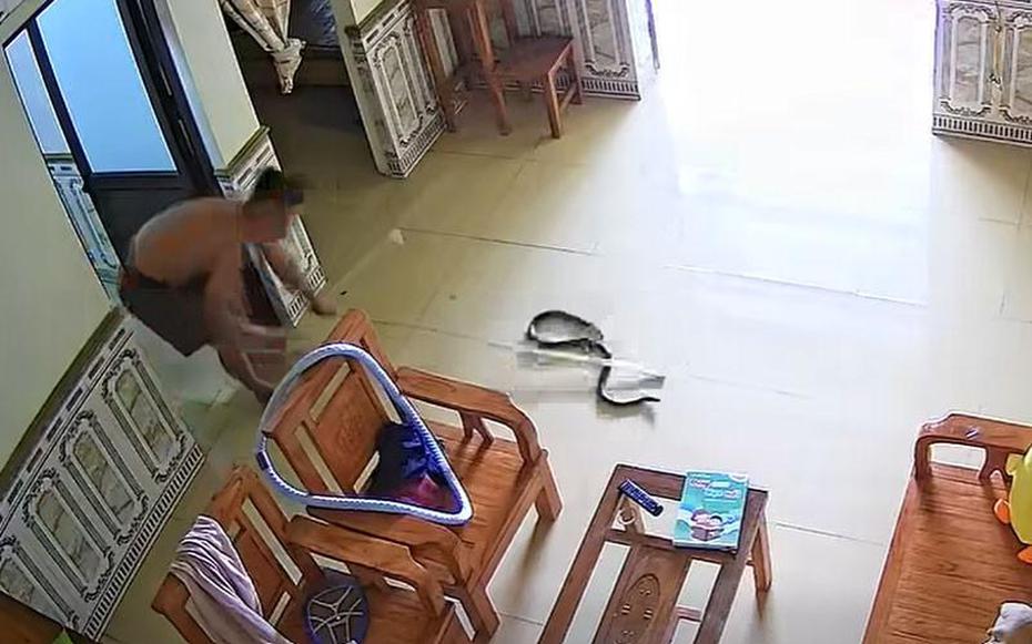 Nghe tiếng động lạ, cô gái bàng hoàng phát hiện rắn rơi từ điều hòa xuống phòng ngủ