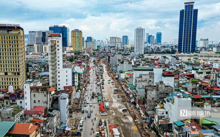 Hình ảnh tăng tốc thi công tuyến đường Hoàng Cầu - Voi Phục