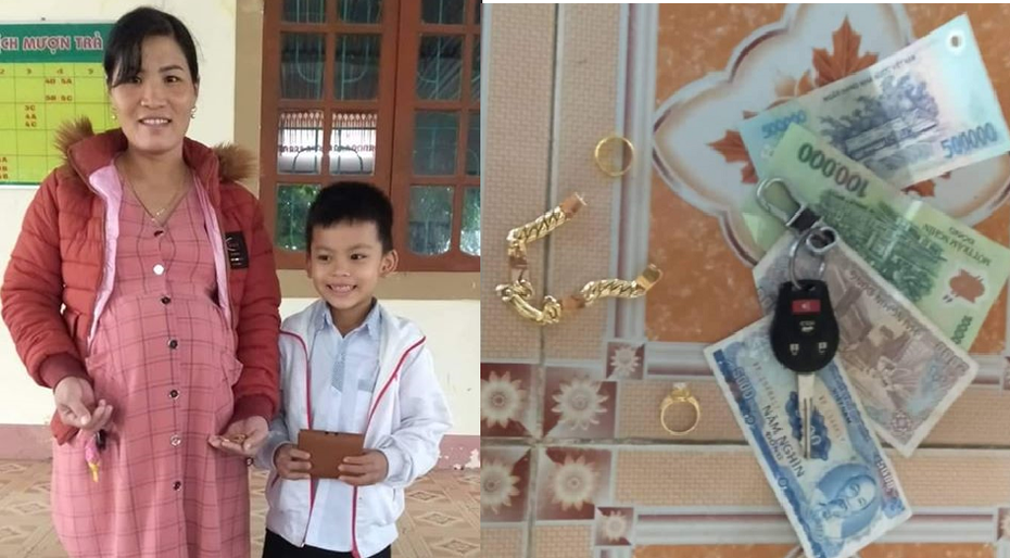 Học sinh lớp 3 nhặt được lắc vàng và tiền trả lại người đánh rơi