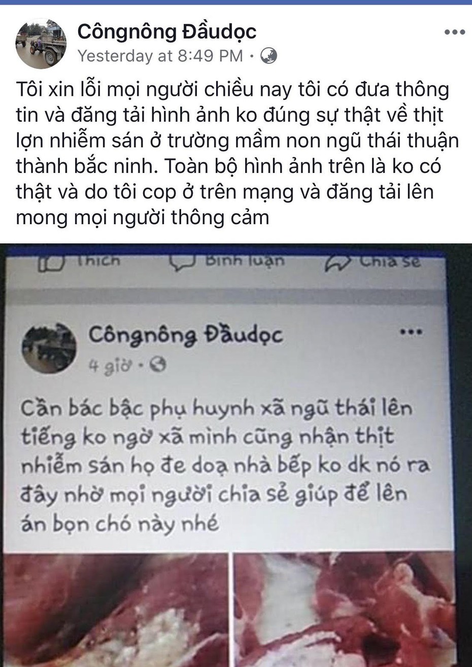 Công an làm việc với đối tượng đăng tin sai sự thật về sán lợn ở Bắc Ninh