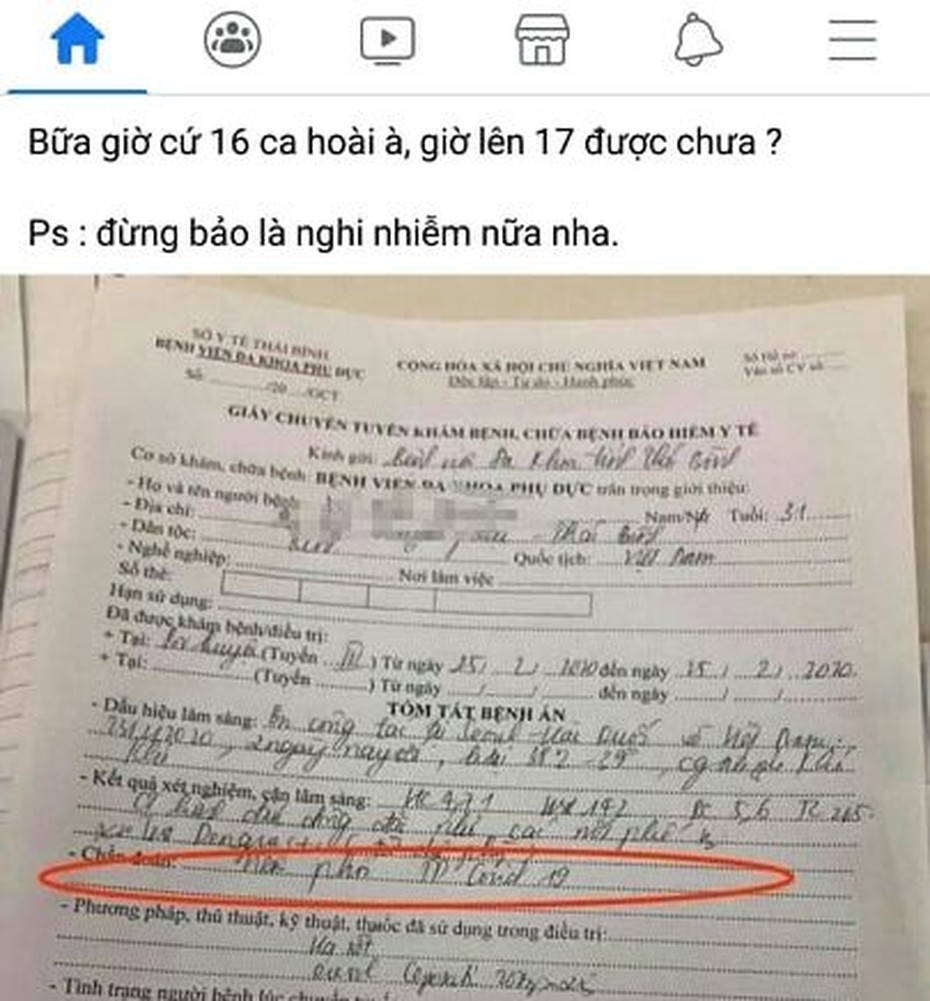 Đưa thông tin khiến dư luận hiểu nhầm Thái Bình có người nhiễm Covid-19, nữ nhân viên y tế bị khiển trách