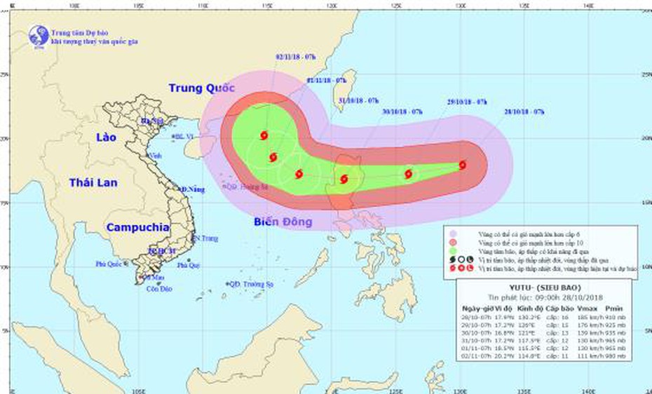 Siêu bão Yutu hoạt động mạnh giật cấp 17 xuất hiện gần Biển Đông