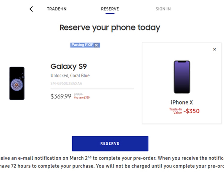 Samsung mua lại iPhone X với giá 350 USD