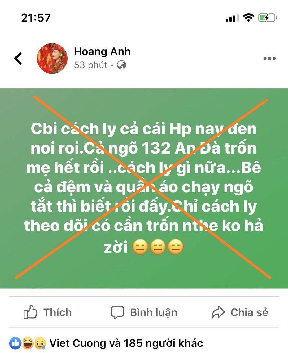 Xử phạt “Cô đồng số 1 Hải Phòng” 10 triệu đồng vì đăng tin "chuẩn bị cách ly cả Hải Phòng"