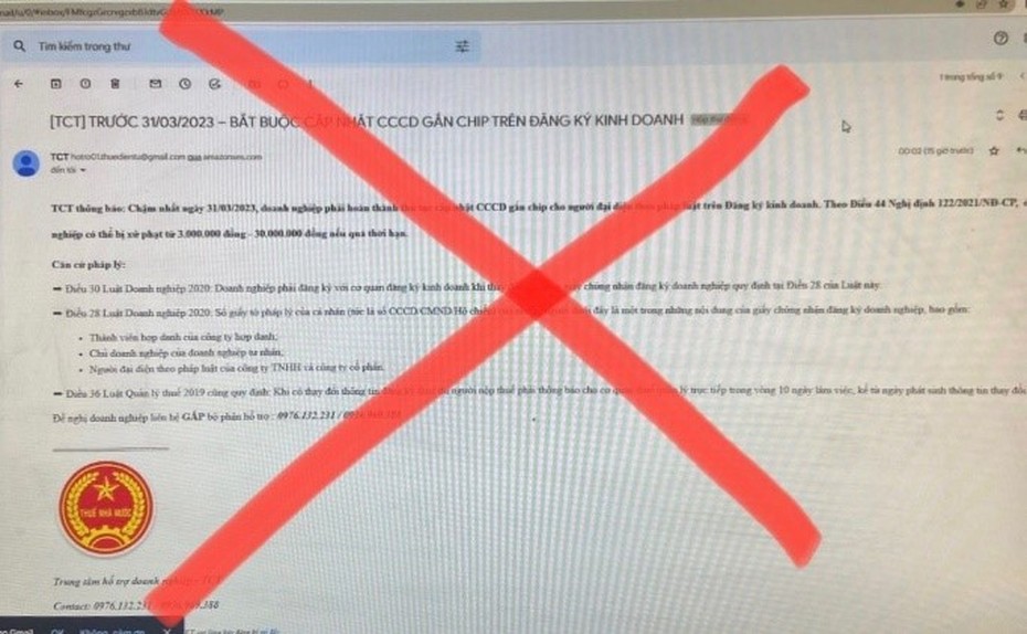 Tổng cục Thuế cảnh báo email giả mạo về việc quy định cập nhật CCCD