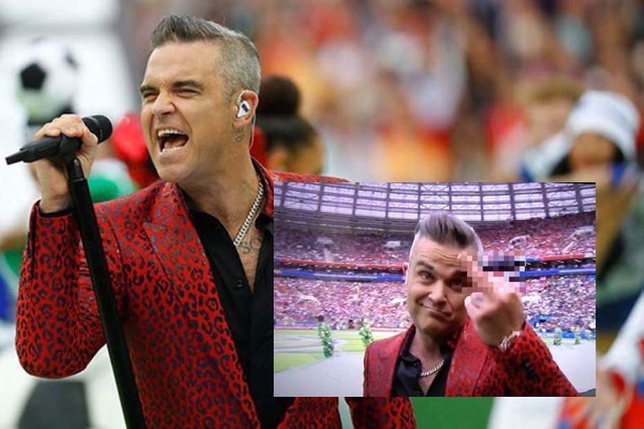 Robbie Williams bị chỉ trích vì giơ “ngón tay thối” tại Lễ khai mạc World Cup 2018