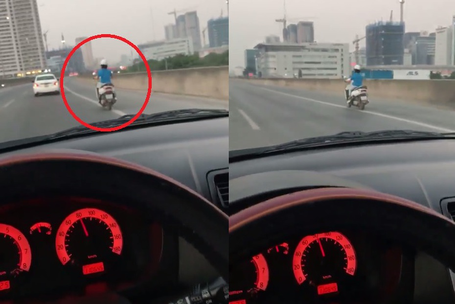 Phớt lờ biển cấm, "Ninja Lead" phóng hơn 80km/h trên đường vành đai 3