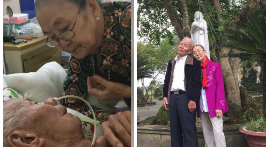 Phía sau clip cụ bà dặn dò cụ ông trên giường bệnh