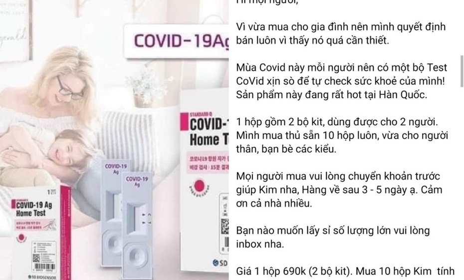 Kit test nhanh Covid bán tràn lan trên mạng: Kẻo tiền mất tật mang