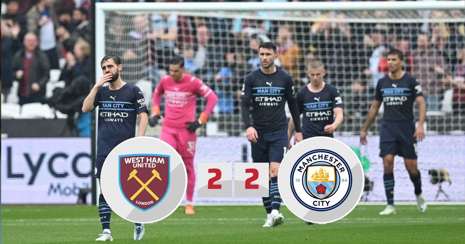 'Chết hụt' trước West Ham, Man City chạm 1 tay vào chức vô địch