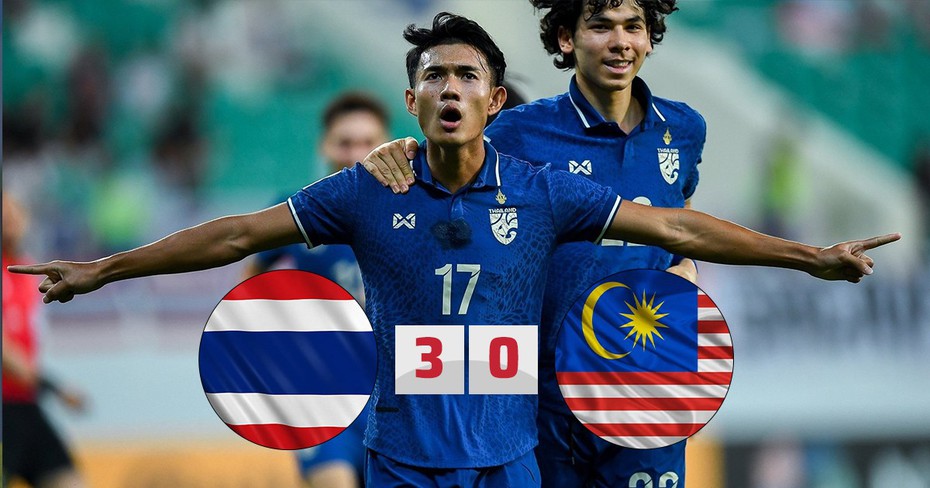 Hủy diệt Malaysia, U23 Thái Lan vươn lên đầu bảng