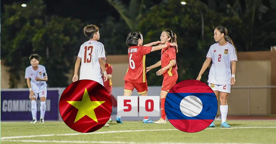 'Vùi dập' Lào 5 bàn không gỡ, ĐT nữ Việt Nam 'chạy đua' với Myanmar trên BXH
