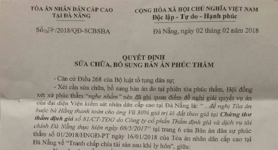 Đà Nẵng: Bi hài tòa phải sửa bản án vì … nghe nhầm