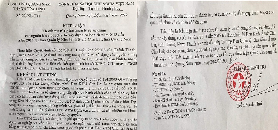 Quảng Nam: Kết luận thanh tra hé lộ hàng loạt sai phạm ở khu Kinh tế mở Chu Lai