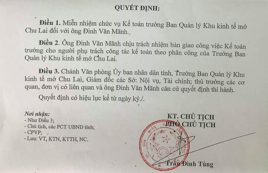 Sau vụ sai phạm BQL Chu Lai: Em trai Chủ tịch Quảng Nam thôi giữ chức Kế toán trưởng