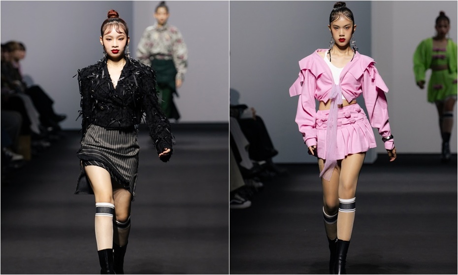 Mẫu nhí Kelly Ngọc Anh và Almira Bảo Hà khoe chân dài 1,1m ở Seoul Fashion Week