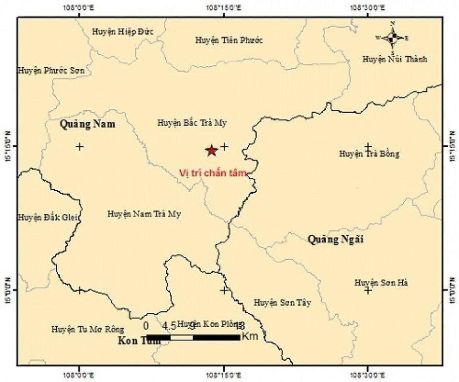 Quảng Nam liên tiếp xảy ra 2 trận động đất chỉ cách nhau 20 phút