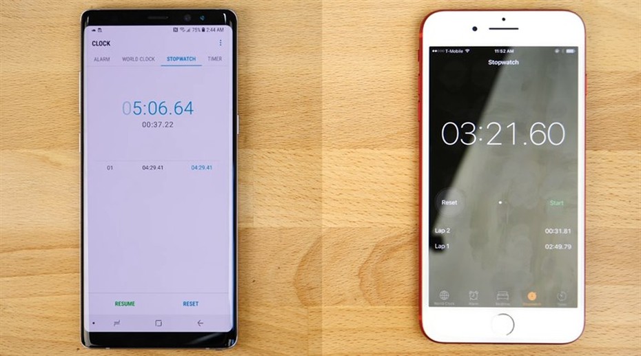 Samsung Galaxy Note 8 đánh bại iPhone 7 Plus trong bài test pin