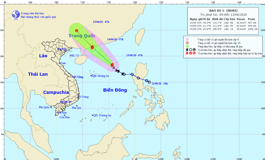 Tin bão số 1 cập nhật mới nhất: Tâm bão mạnh cấp 8, giật cấp 10
