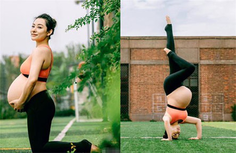 Mỹ nhân Nữ quyền vẫn cân hết mọi thế Yoga khó dù bụng bầu vượt mặt