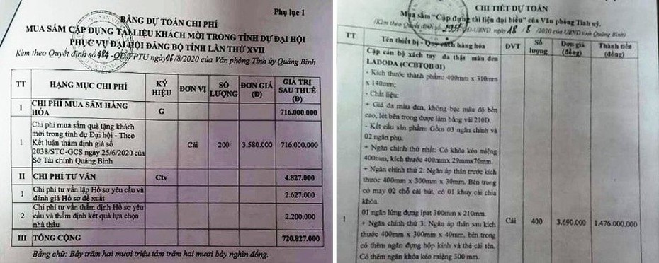 Quảng Bình hủy gói thầu tiền tỷ mua sắm cặp đựng tài liệu tặng đại biểu