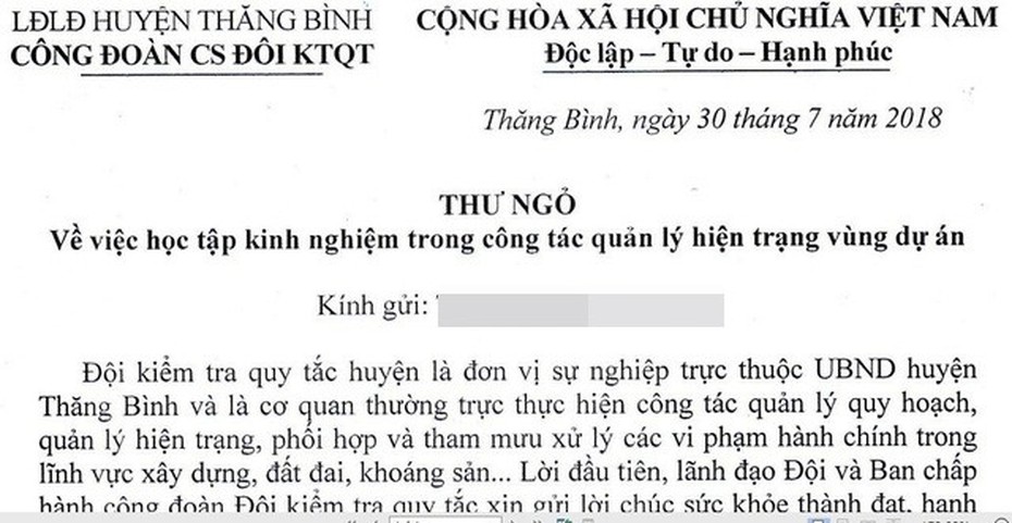 Quảng Nam lên tiếng việc đội Kiểm tra quy tắc gửi thư xin tiền doanh nghiệp