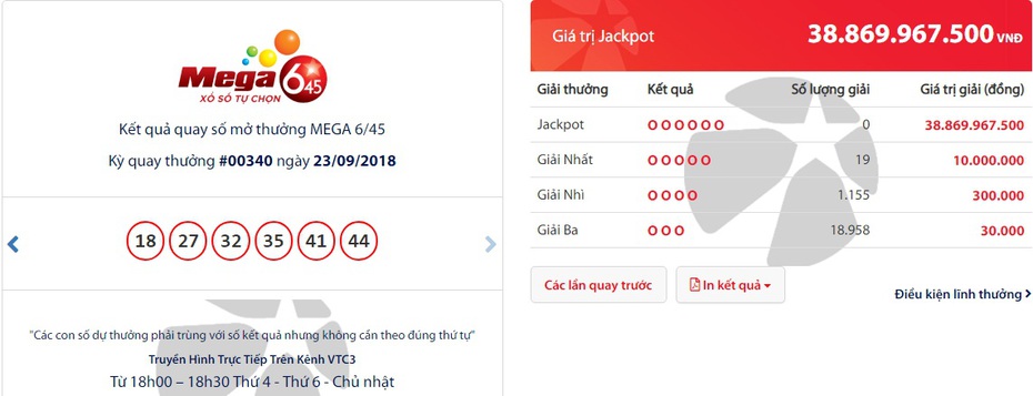 Kết quả Vietlott hôm nay (23/9): Ai trúng độc đắc gần 39 tỷ đồng?