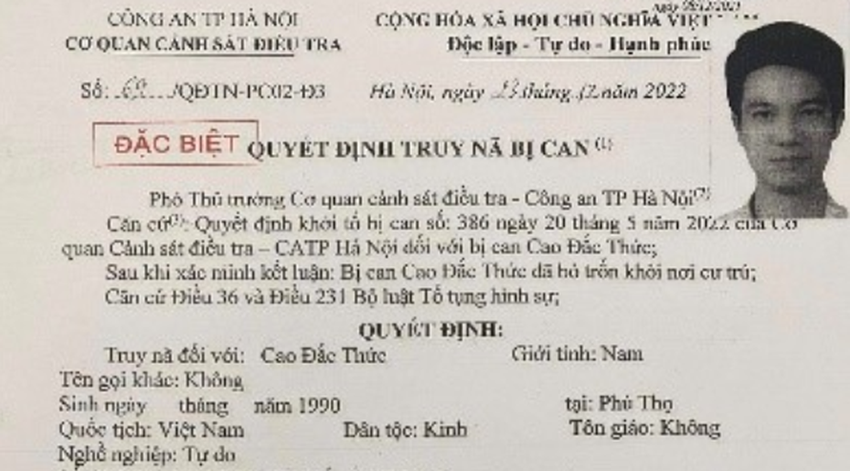 Hà Nội: Truy nã đối tượng lừa đảo chiếm đoạt 1,6 tỷ đồng