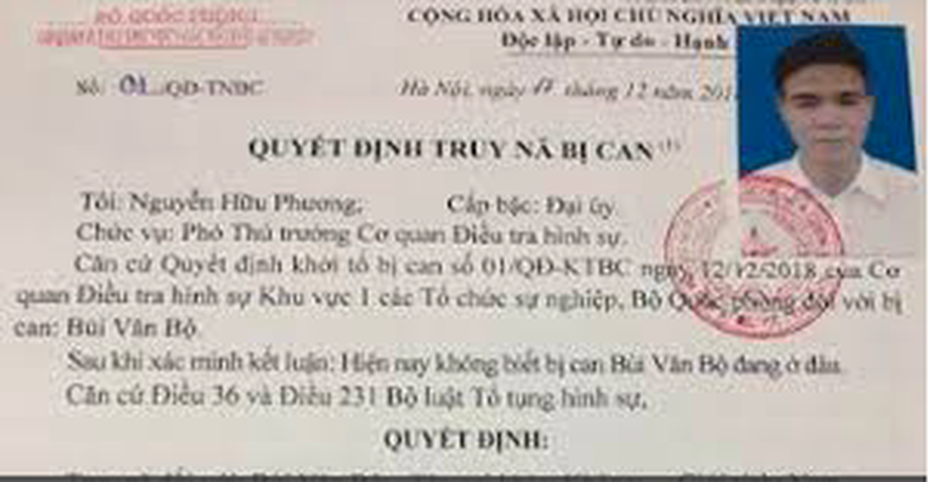 Truy nã đối tượng Bùi Văn Bộ