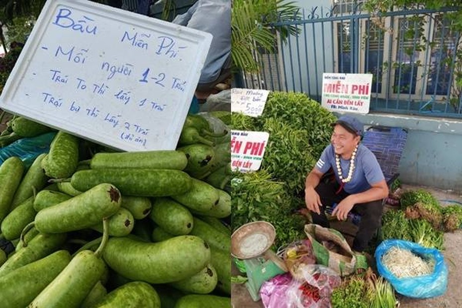 Ấm lòng chuyện người bán rau bán thì ít cho thì nhiều giữa "bão" dịch