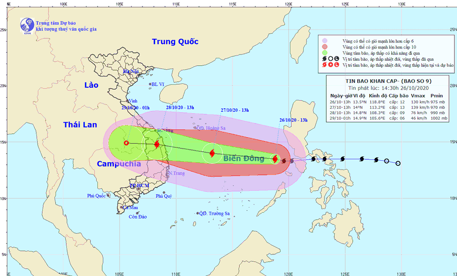 Bão số 9 giật cấp 14 khi vào Biển Đông và tiếp tục mạnh thêm