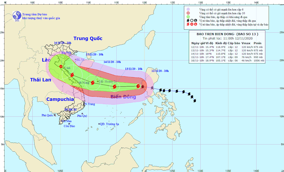 Bão Vamco đi vào Biển Đông, trở thành cơn bão số 13 với sức gió mạnh