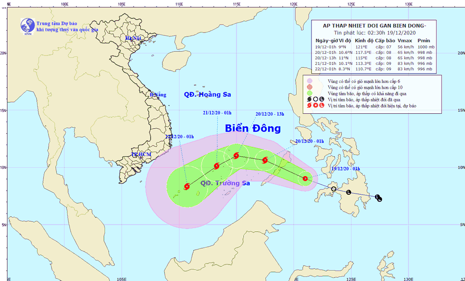 Áp thấp nhiệt đới hình thành gần Biển Đông giật cấp 8