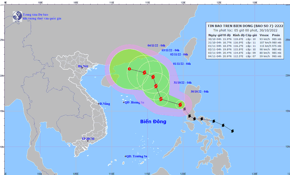 Bão số 7 đã đi vào Biển Đông với sức gió mạnh, diễn biến rất phức tạp